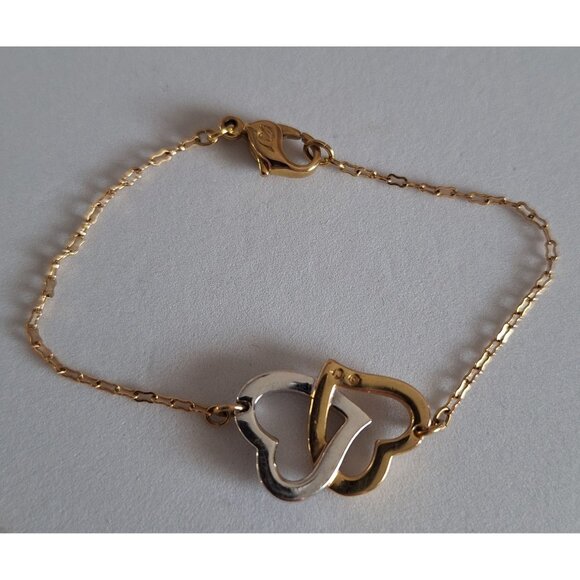 EUC Swarovski Double Heart Bi-color Love Bracelet w/ Crystals - Picture 5 of 9